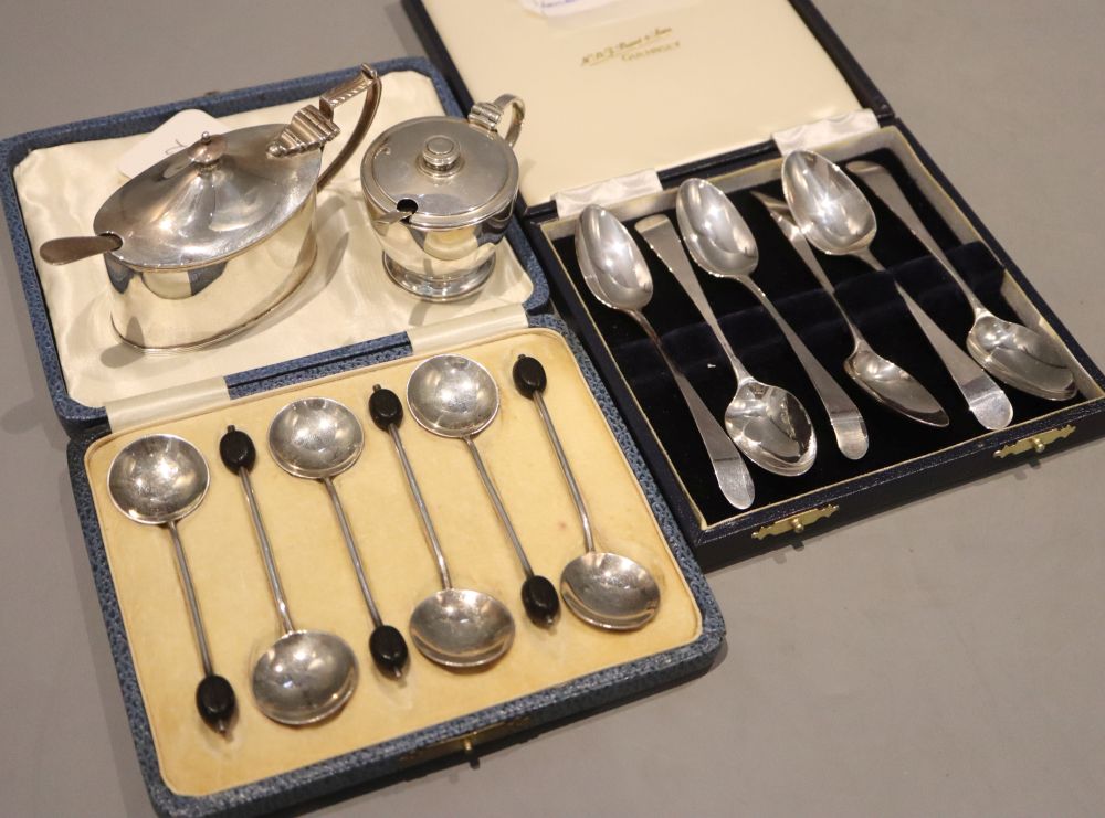 A set of six George III silver Old English pattern teaspoons, George Gray, London 1787 & three other items.